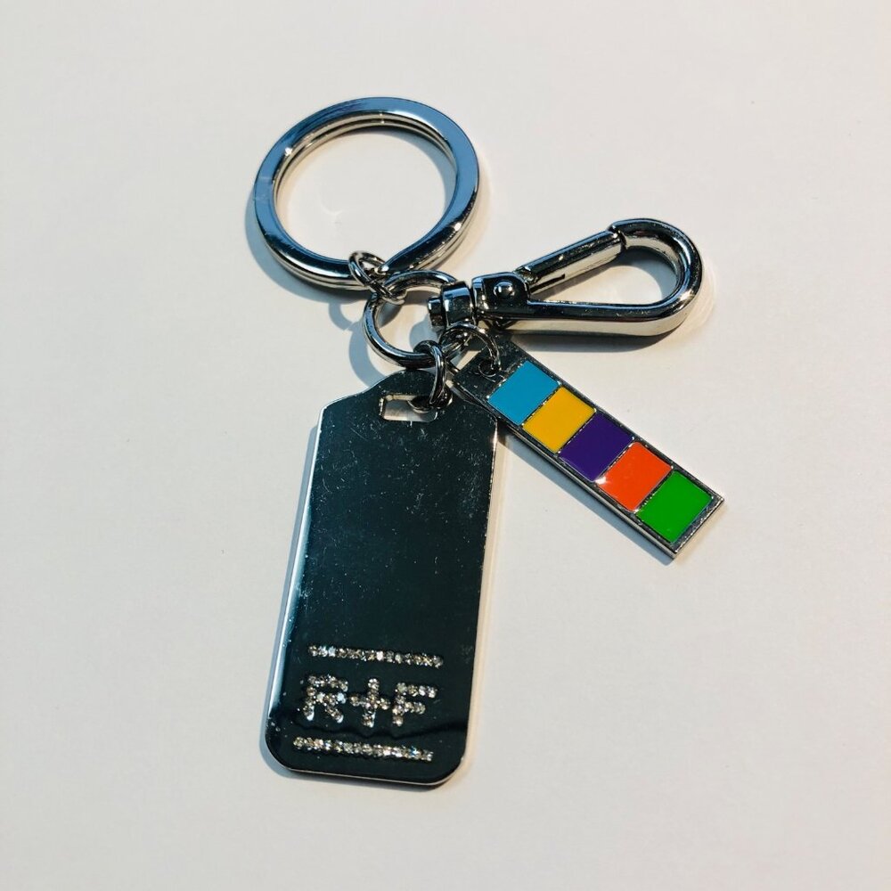 Roden and Fields Signature R+F Keychain With Enamel Color Block Charm